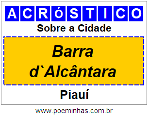 Acróstico Para Imprimir Sobre a Cidade Barra d`Alcântara