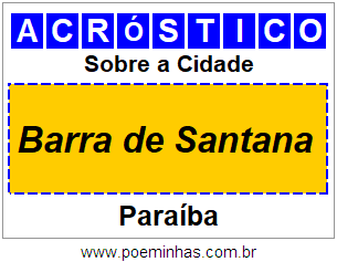 Acróstico Para Imprimir Sobre a Cidade Barra de Santana