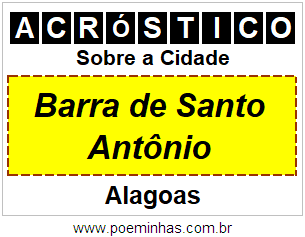 Acróstico Para Imprimir Sobre a Cidade Barra de Santo Antônio