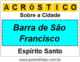 Acróstico Para Imprimir Sobre a Cidade Barra de São Francisco