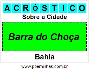 Acróstico Para Imprimir Sobre a Cidade Barra do Choça