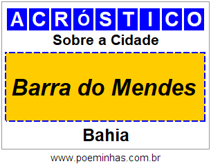 Acróstico Para Imprimir Sobre a Cidade Barra do Mendes