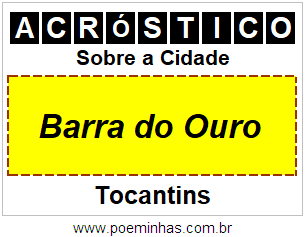 Acróstico Para Imprimir Sobre a Cidade Barra do Ouro