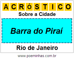 Acróstico Para Imprimir Sobre a Cidade Barra do Piraí