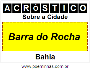 Acróstico Para Imprimir Sobre a Cidade Barra do Rocha