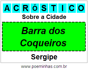 Acróstico Para Imprimir Sobre a Cidade Barra dos Coqueiros