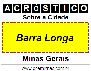 Acróstico Para Imprimir Sobre a Cidade Barra Longa