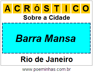 Acróstico Para Imprimir Sobre a Cidade Barra Mansa