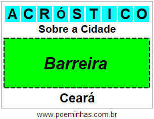 Acróstico Para Imprimir Sobre a Cidade Barreira