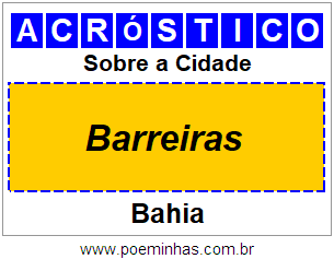 Acróstico Para Imprimir Sobre a Cidade Barreiras