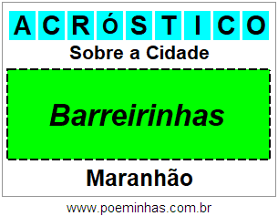 Acróstico Para Imprimir Sobre a Cidade Barreirinhas