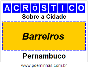 Acróstico Para Imprimir Sobre a Cidade Barreiros