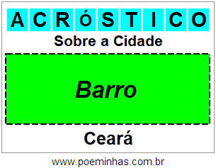 Acróstico Para Imprimir Sobre a Cidade Barro