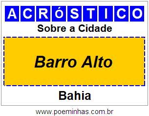 Acróstico Para Imprimir Sobre a Cidade Barro Alto