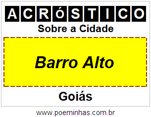 Acróstico Para Imprimir Sobre a Cidade Barro Alto