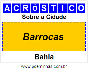 Acróstico Para Imprimir Sobre a Cidade Barrocas