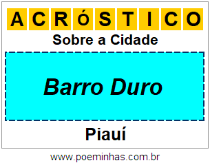 Acróstico Para Imprimir Sobre a Cidade Barro Duro