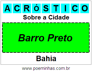 Acróstico Para Imprimir Sobre a Cidade Barro Preto