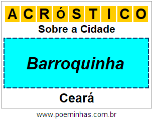 Acróstico Para Imprimir Sobre a Cidade Barroquinha