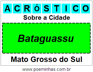 Acróstico Para Imprimir Sobre a Cidade Bataguassu