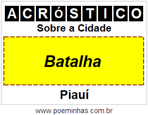 Acróstico Para Imprimir Sobre a Cidade Batalha