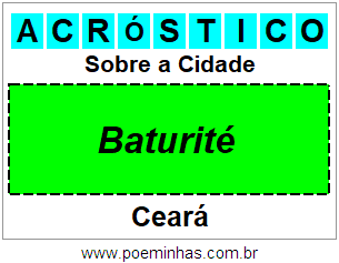 Acróstico Para Imprimir Sobre a Cidade Baturité