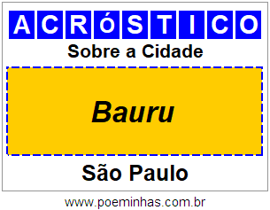 Acróstico Para Imprimir Sobre a Cidade Bauru