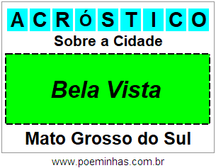 Acróstico Para Imprimir Sobre a Cidade Bela Vista