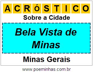 Acróstico Para Imprimir Sobre a Cidade Bela Vista de Minas