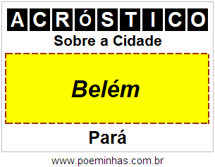 Acróstico Para Imprimir Sobre a Cidade Belém