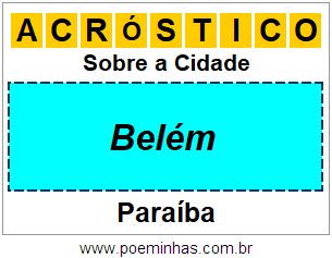 Acróstico Para Imprimir Sobre a Cidade Belém