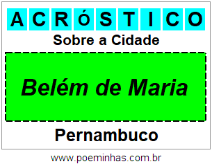 Acróstico Para Imprimir Sobre a Cidade Belém de Maria