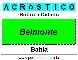 Acróstico Para Imprimir Sobre a Cidade Belmonte