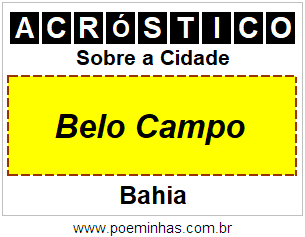 Acróstico Para Imprimir Sobre a Cidade Belo Campo