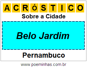 Acróstico Para Imprimir Sobre a Cidade Belo Jardim