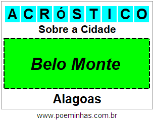 Acróstico Para Imprimir Sobre a Cidade Belo Monte