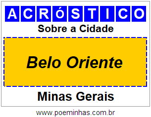 Acróstico Para Imprimir Sobre a Cidade Belo Oriente