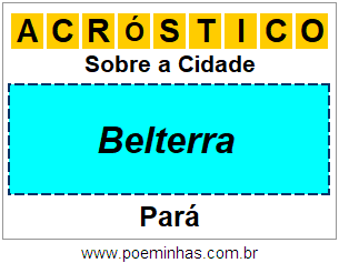 Acróstico Para Imprimir Sobre a Cidade Belterra