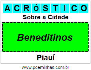 Acróstico Para Imprimir Sobre a Cidade Beneditinos