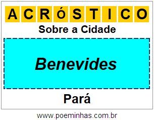 Acróstico Para Imprimir Sobre a Cidade Benevides