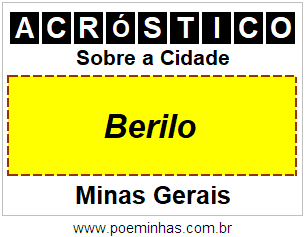 Acróstico Para Imprimir Sobre a Cidade Berilo