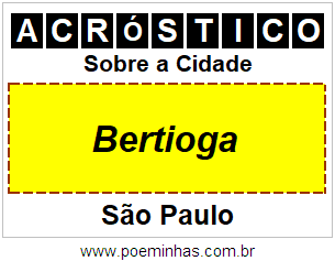 Acróstico Para Imprimir Sobre a Cidade Bertioga