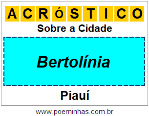 Acróstico Para Imprimir Sobre a Cidade Bertolínia