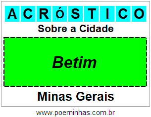 Acróstico Para Imprimir Sobre a Cidade Betim