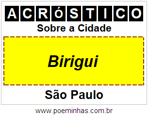 Acróstico Para Imprimir Sobre a Cidade Birigui