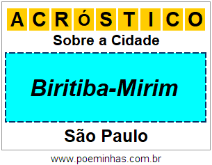 Acróstico Para Imprimir Sobre a Cidade Biritiba-Mirim