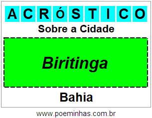 Acróstico Para Imprimir Sobre a Cidade Biritinga