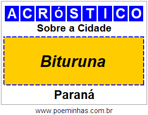 Acróstico Para Imprimir Sobre a Cidade Bituruna