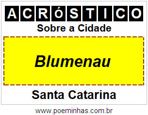 Acróstico Para Imprimir Sobre a Cidade Blumenau