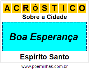 Acróstico Para Imprimir Sobre a Cidade Boa Esperança